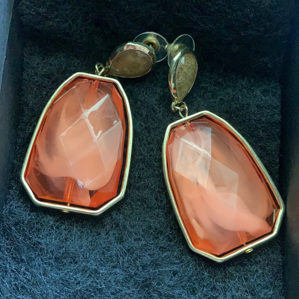 Gold and Peach Stone Custom Earrings